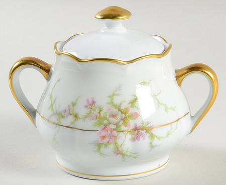 Rosalinde (France, Gold Trim) Sugar Bowl & Lid