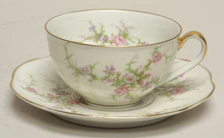 Rosalinde (France, Gold Trim) Flat Cup & Saucer Set