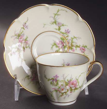 Rosalinde (France, Gold Trim) Flat Demitasse Cup & Saucer Set