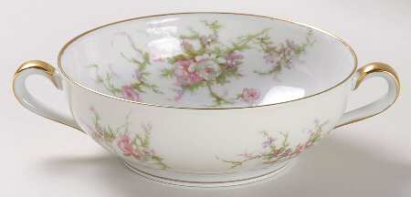Rosalinde (France, Gold Trim) Flat Cream Soup Bowl