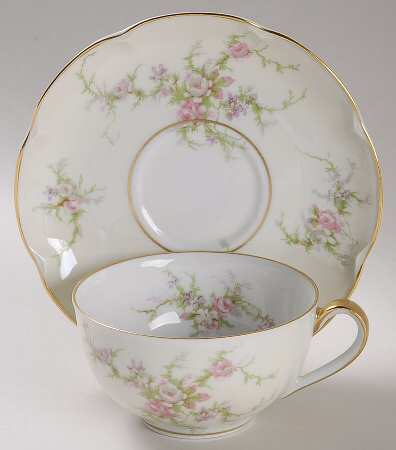Rosalinde (France, Gold Trim) Flat Cup & Saucer Set