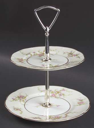 Rosalinde (France, Gold Trim) 2-Tiered Serving Tray (Salad & Bread/Butter Plate)