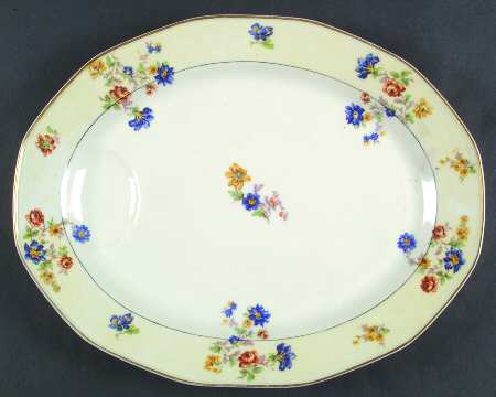 Rose Spray 15" Oval Serving Platter