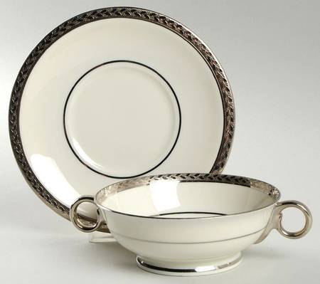 Sanford Footed Cream Soup Bowl & Saucer Set