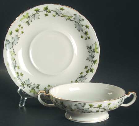 Saratoga (New York) Footed Cream Soup Bowl & Saucer Set
