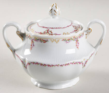 Savoie (Fr, Pink & Green Design) Sugar Bowl & Lid