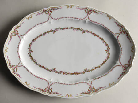 Savoie (Fr, Pink & Green Design) 14" Oval Serving Platter