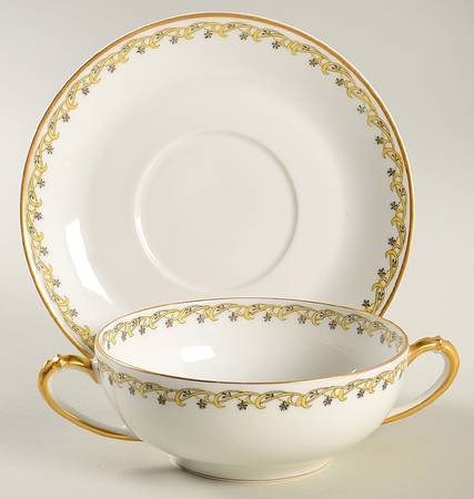 Schleiger 101 Flat Cream Soup Bowl & Saucer Set