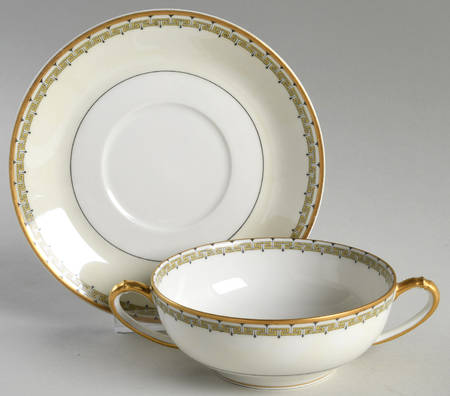 Schleiger 107 Flat Cream Soup Bowl & Saucer Set