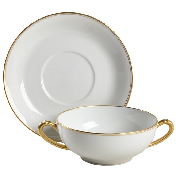 Schleiger 1125 Flat Cream Soup Bowl & Saucer Set