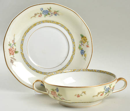 Schleiger 1227 Flat Cream Soup Bowl & Saucer Set