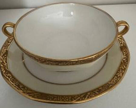 Schleiger 1270A Flat Cream Soup Bowl & Saucer Set