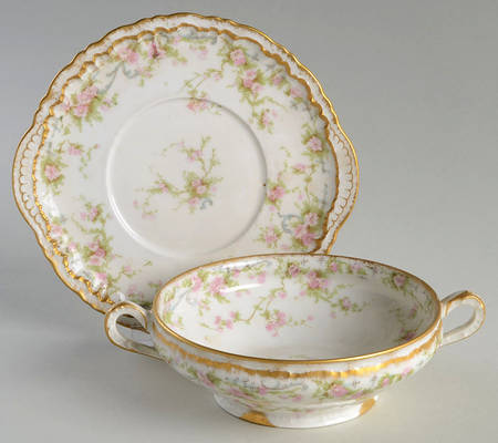 Schleiger 142a Flat Cream Soup Bowl & Saucer Set