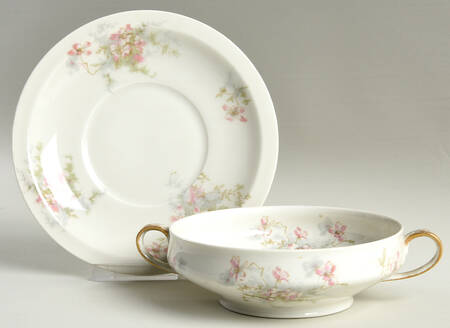 Schleiger 146D Footed Cream Soup Bowl & Saucer Set