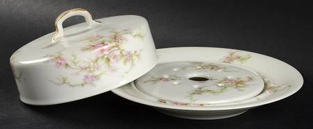Schleiger 154a (White Background) Round Covered Butter with Strainer
