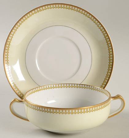 Schleiger 278 Flat Cream Soup Bowl & Saucer Set
