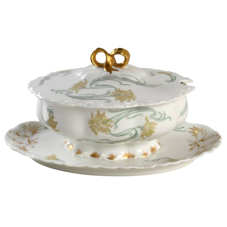 Schleiger 492G Gravy Boat w/Attached Underplate & Lid