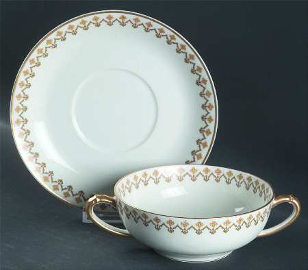 Schleiger 570 Flat Cream Soup Bowl & Saucer Set