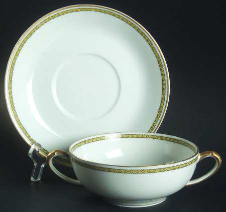 Schleiger 571 Flat Cream Soup Bowl & Saucer Set
