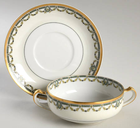 Schleiger 577 Flat Cream Soup Bowl & Saucer Set