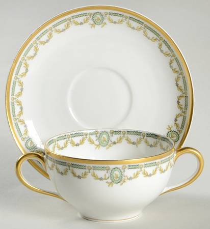 Schleiger 577A Flat Cream Soup Bowl & Saucer Set