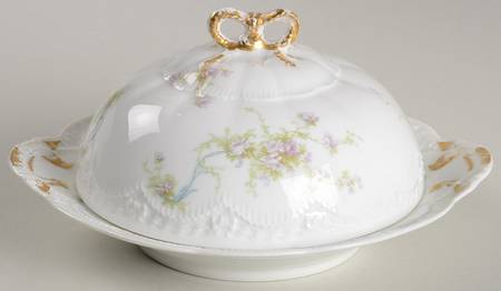 Schleiger 57W Round Covered Butter with Strainer by Haviland