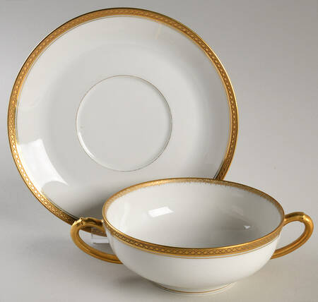 Schleiger 585a Flat Cream Soup Bowl & Saucer Set