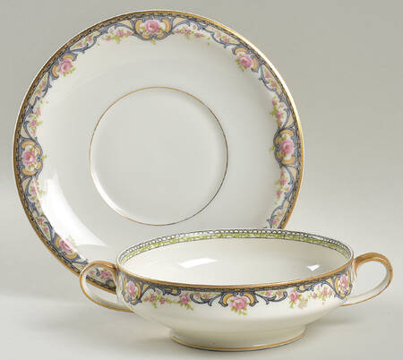 Schleiger 614E Cream Soup Bowl & Saucer Set by Haviland