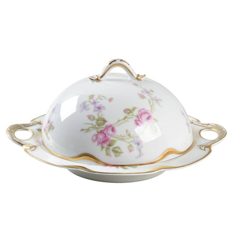 Schleiger 87b Round Covered Butter with Strainer