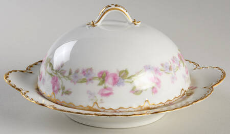 Schleiger 87C Round Covered Butter with Strainer by Haviland