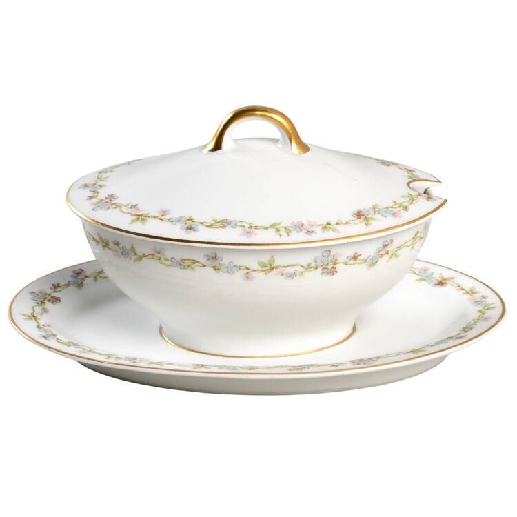 Schleiger 983 Gravy Boat w/Attached Underplate & Lid