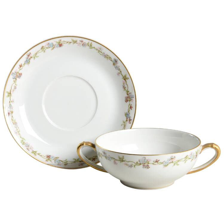 Schleiger 983 Flat Cream Soup Bowl & Saucer Set