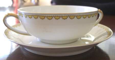 Schleiger 992 Footed Cream Soup Bowl & Saucer Set