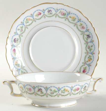 Sevres (Scalloped) Footed Cream Soup Bowl & Saucer Set