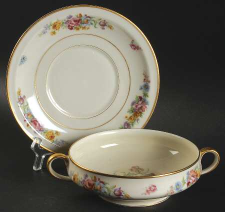 Sevres (Smooth) Footed Cream Soup Bowl & Saucer Set