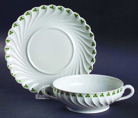 Shamrock Flat Cream Soup Bowl & Saucer Set