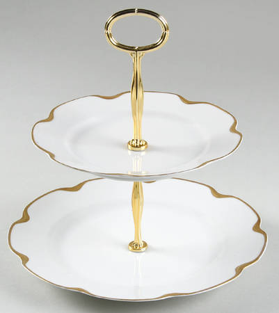 Silver Anniversary 6 5/8"-10"  2 Tiered Serving Tray (Dp, Sp) HC