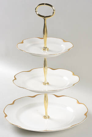 Silver Anniversary 13 7/8"-14 1/4" 3-Tiered Serving Tray(DP,SP,BB) HC