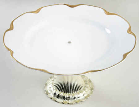 Silver Anniversary Cake Stand with 4"-5" Metal Pedestal  Hc