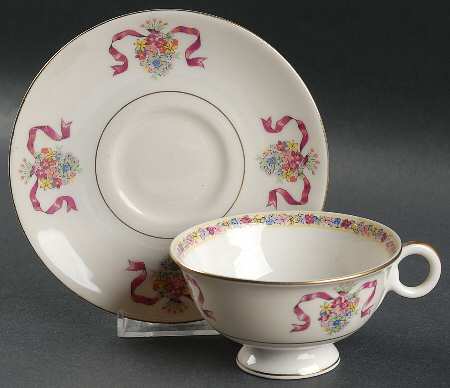 St. Regis Burgundy Footed Cup & Saucer Set