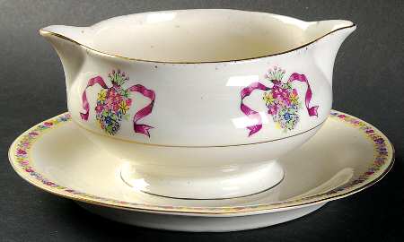 St. Regis Burgundy Gravy Boat with Attached Underplate