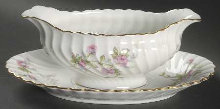 Sylvia White (Torse Shape) Gravy Boat with Attached Underplate
