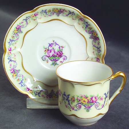 Symphony (Older, Gold Trim) Flat Demitasse Cup & Saucer Set