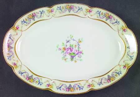 Symphony (Older, Gold Trim) 9" Oval Serving Platter