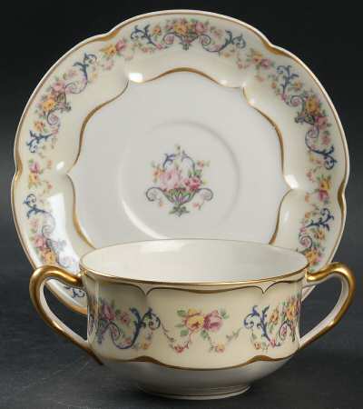 Symphony (Older, Gold Trim) Flat Bouillon Cup & Saucer