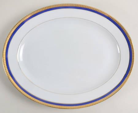 Symphonie Blue (Gold and Blue) 13" Oval Serving Platter