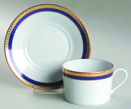 Symphonie Blue (Gold and Blue) Flat Cup & Saucer Set