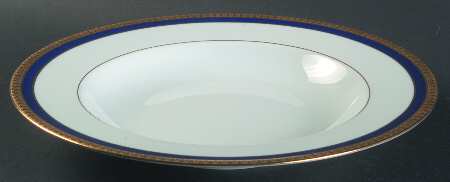 Symphonie Blue (Gold and Blue) Large Rim Soup Bowl