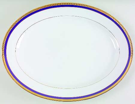 Symphonie Blue (Gold and Blue) 15" Oval Serving Platter