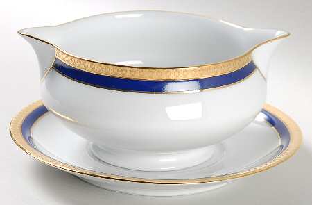 Symphonie Blue (Gold and Blue) Gravy Boat & Underplate